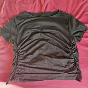 SHEIN Black Ruched Short Sleeve Tee